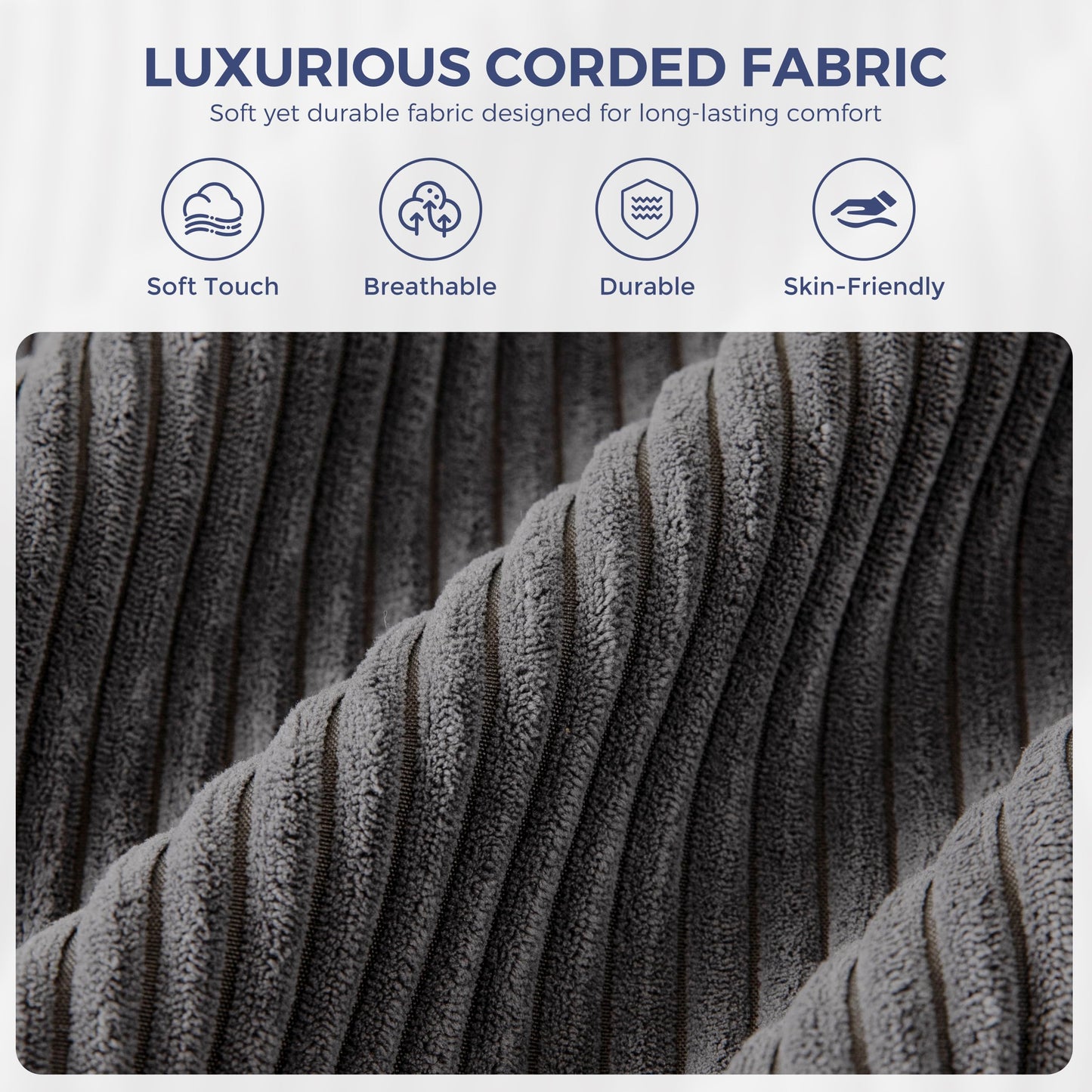 MAXYOYO Living Room Accent Chair, Modern Chair with Sturdy Metal Frame & Wood Armrests, Upholstered Reading Chair with Upholstered Cushion for Bedroom Balcony Porch, Dark Grey