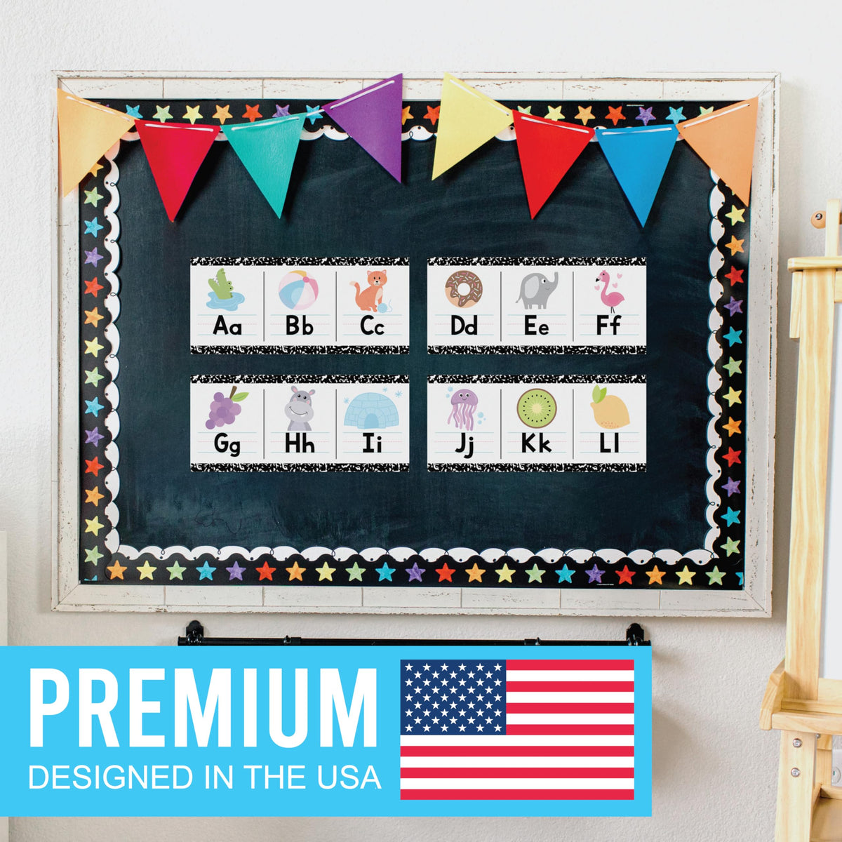 Hadley Designs Alphabet for Classroom Wall Decor - ABC Posters for Classroom Wall Chart Preschool & Kindergarten, ABC Letters & Number Line Elementary, Alphabet Cards, Pastel Classroom Decor