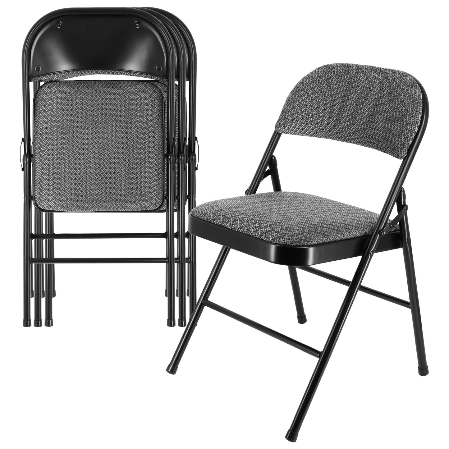 Elama 4 Piece Metal Indoor/Outdoor Folding Dinner Chairs with Padded Seats (Gray3)