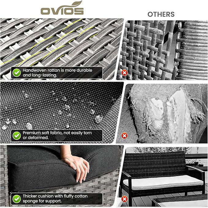 ovios 5-Piece Patio Furniture Set, Outdoor Wicker Sofa