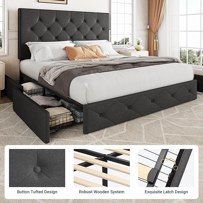 Allewie Upholstered Full Size Platform Bed Frame