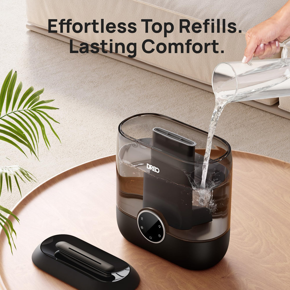 DREO Smart Humidifiers for Bedroom, 6L Top Fill Supersized Cool Mist Humidifier for Large Room, 60 Hour Runtime, Quiet Ultrasonic Humidifier for Plants, Indoor, Home, Night Light, Black