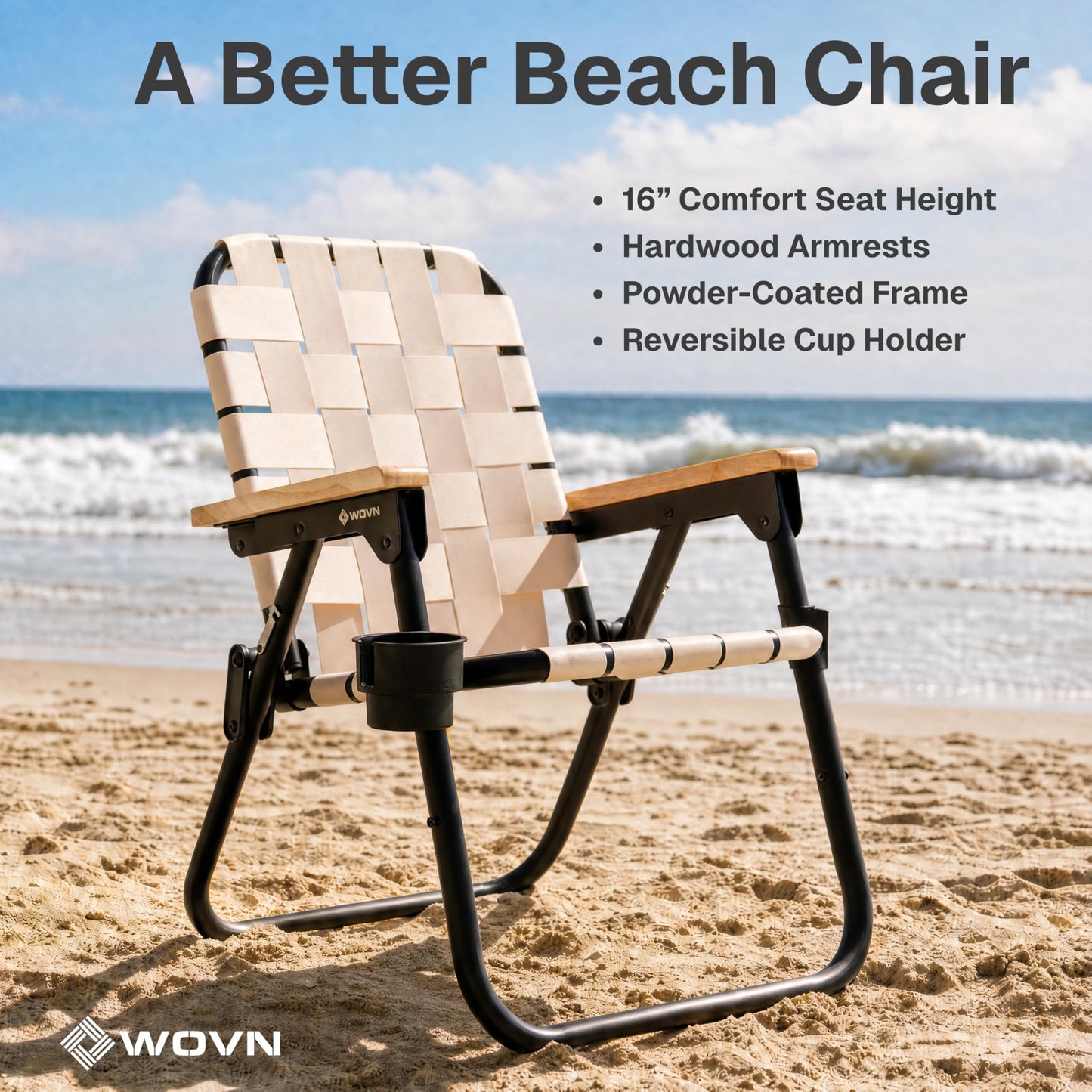 GoSports Outdoors WOVN Beach Backpack Chair - Premium Folding Camping Chair - 9 Styles Available - Natural
