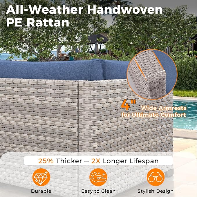 8-Seat Outdoor Wicker Patio Furniture Set