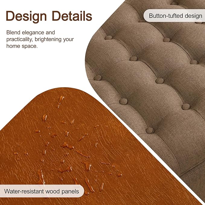 WUTUTUEE 30" Fabric Square Storage Ottoman