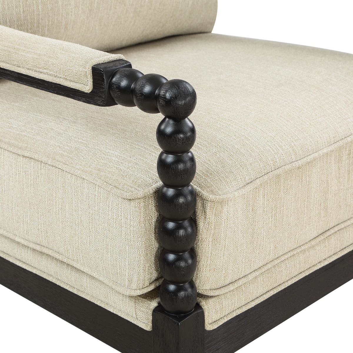 OSP Home Furnishings Eliza Spindle Accent Chair, Linen Fabric with Black Wood
