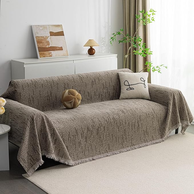 MYSKY HOME Couch Covers for 2 Cushion Couch Sofa, Chenille L Shape Sectional