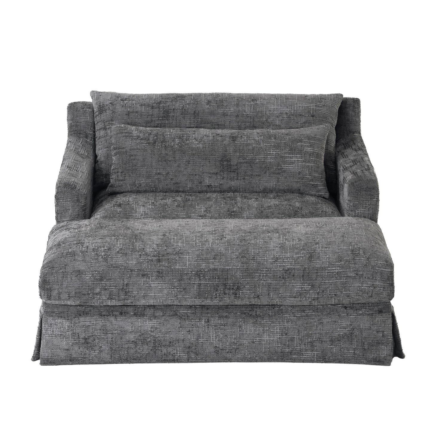 GDFStudio Chenille Sofa Bed Loveseat, Convertible Sleeper Couch with Deep Seat, 900 lbs Capacity, Upholstered Lounge Sofa with Pillows, Modern Compact Sofa for Living Room Bedroom Guest Space, Grey