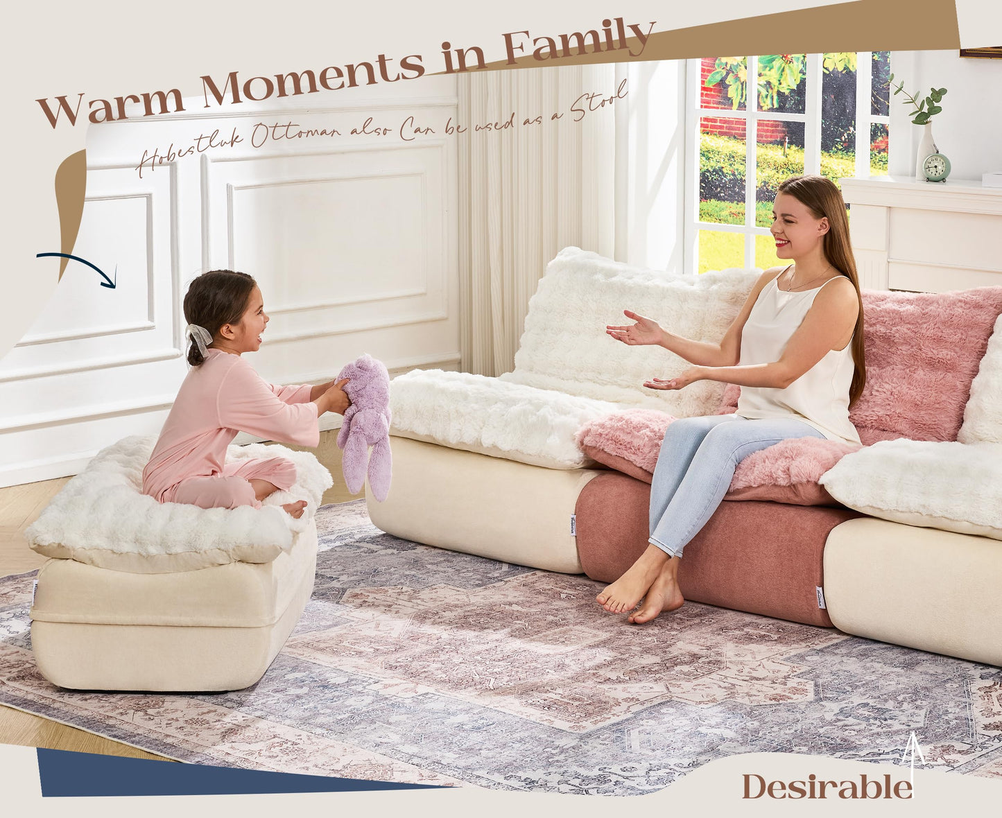 Hobestluk Sofa Couch Foam Sofa for Small Spaces Comfy Sofas with Footrest Couch Recliner Small Sofas for Living Room, Bedroom, Apartment (White)