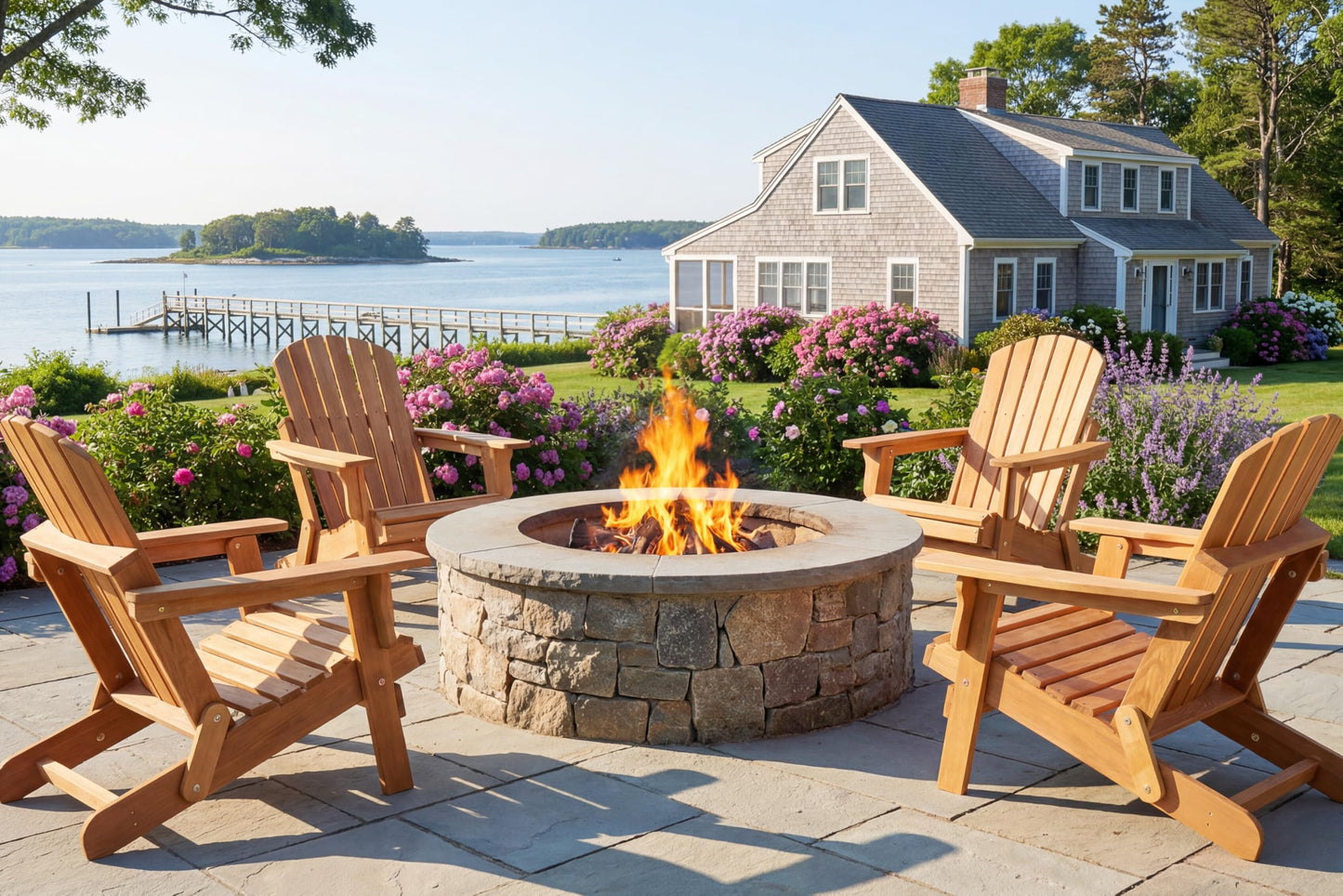 Wood-Natrl Oversized Wooden Folding Adirondack Chair with Pre-Assembled Backrest and Seat Board, Lounge Chair for Outdoor Patio Garden Lawn Backyard Firepit Deck Pool Beach
