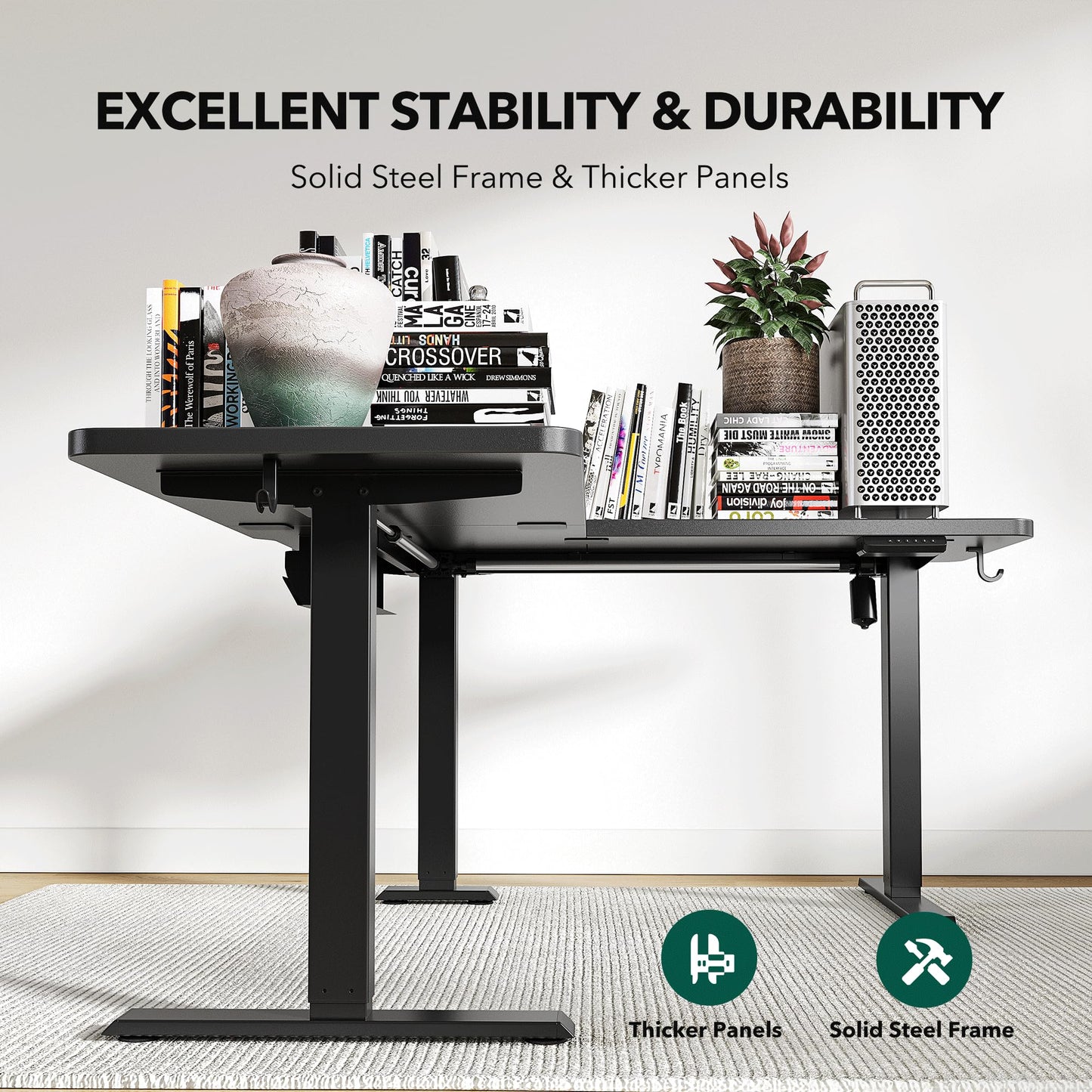 Cubiker L Shaped Standing Desk - 63 x 55 Inch Electric Adjustable Height Corner Standing Desk, Ergonomic Sit Stand Up Table with 3 Memory Buttons, Splice Board for Home Office, Black