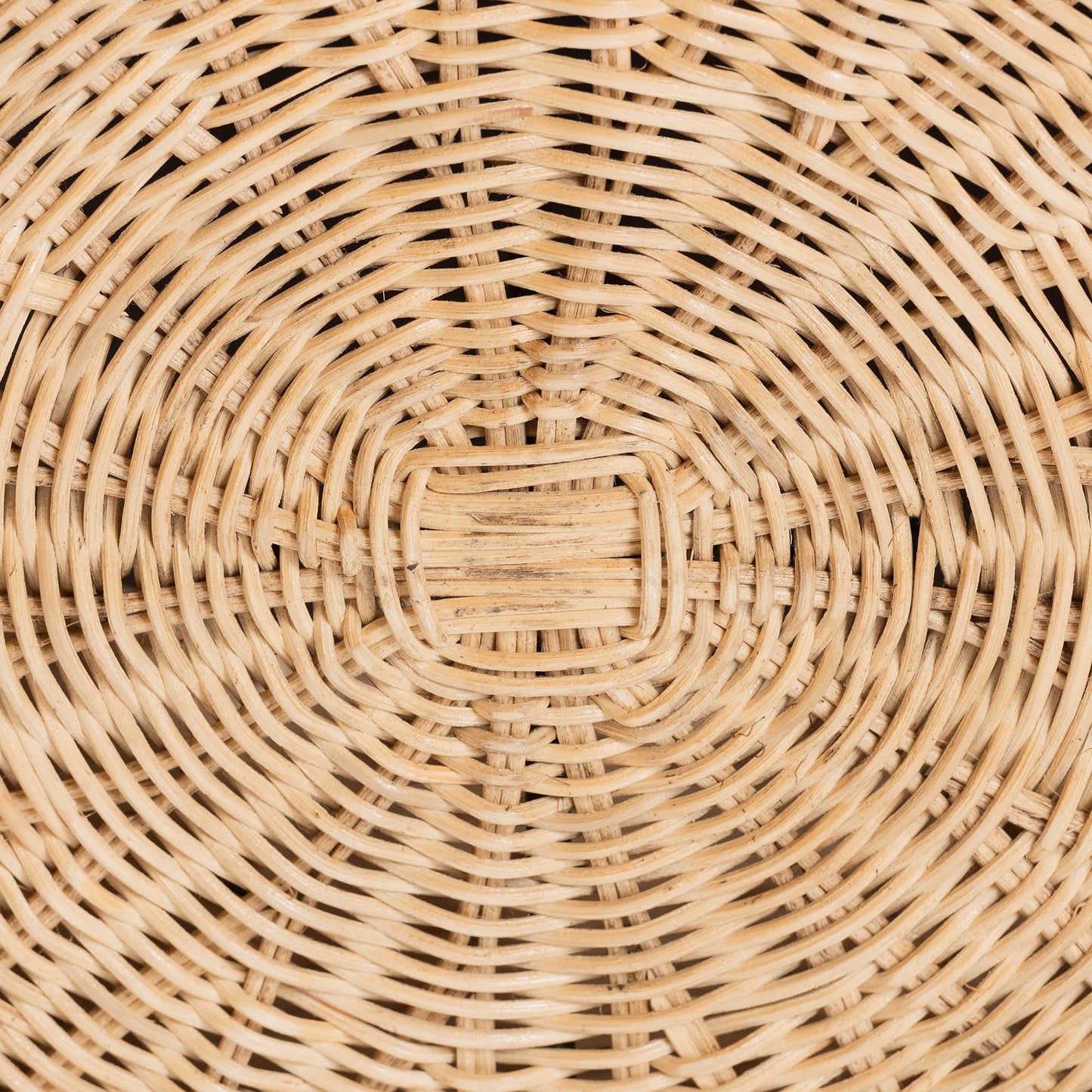 Bali & pari Ying Round Natural Rattan Ottoman with Cushion - Handwoven Wicker Pleated Skirt Accent Coffee Table or Extra Seating for Living Room or Sunroom, Small