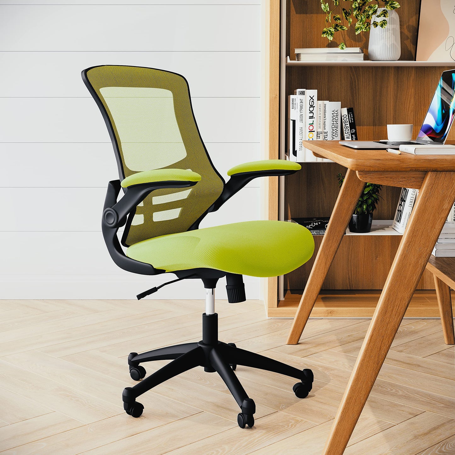 Flash Furniture Kelista Office Chair, Ergonomic, Mid-Back, Green Mesh with Swivel
