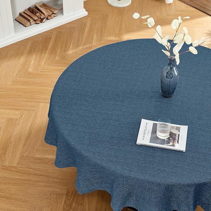 BALCONY & FALCON Round Tablecloth Washable Wrinkle Resistant and Water Proof