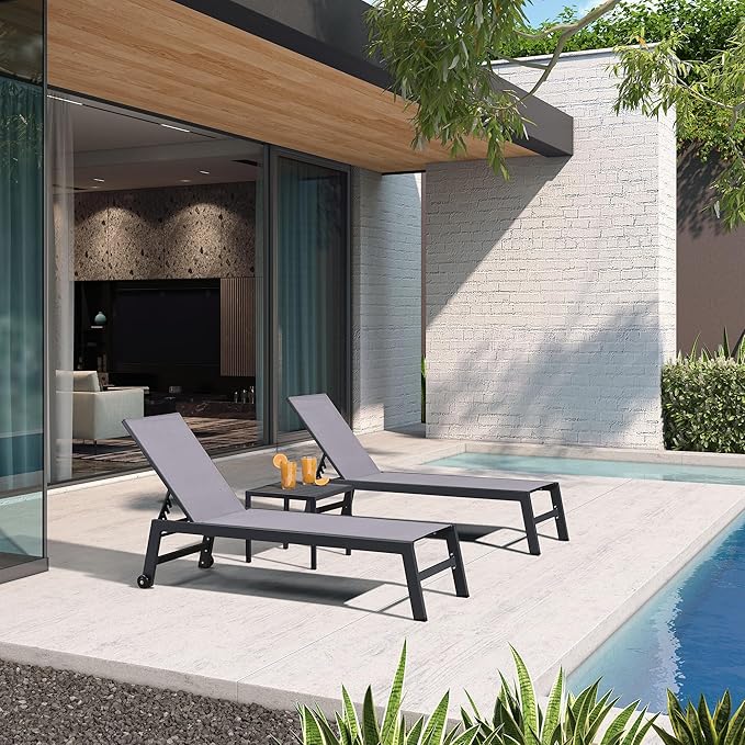 PURPLE LEAF Patio Chaise Lounge Set 4 Pieces Aluminum Outdoor Lounge Chairs