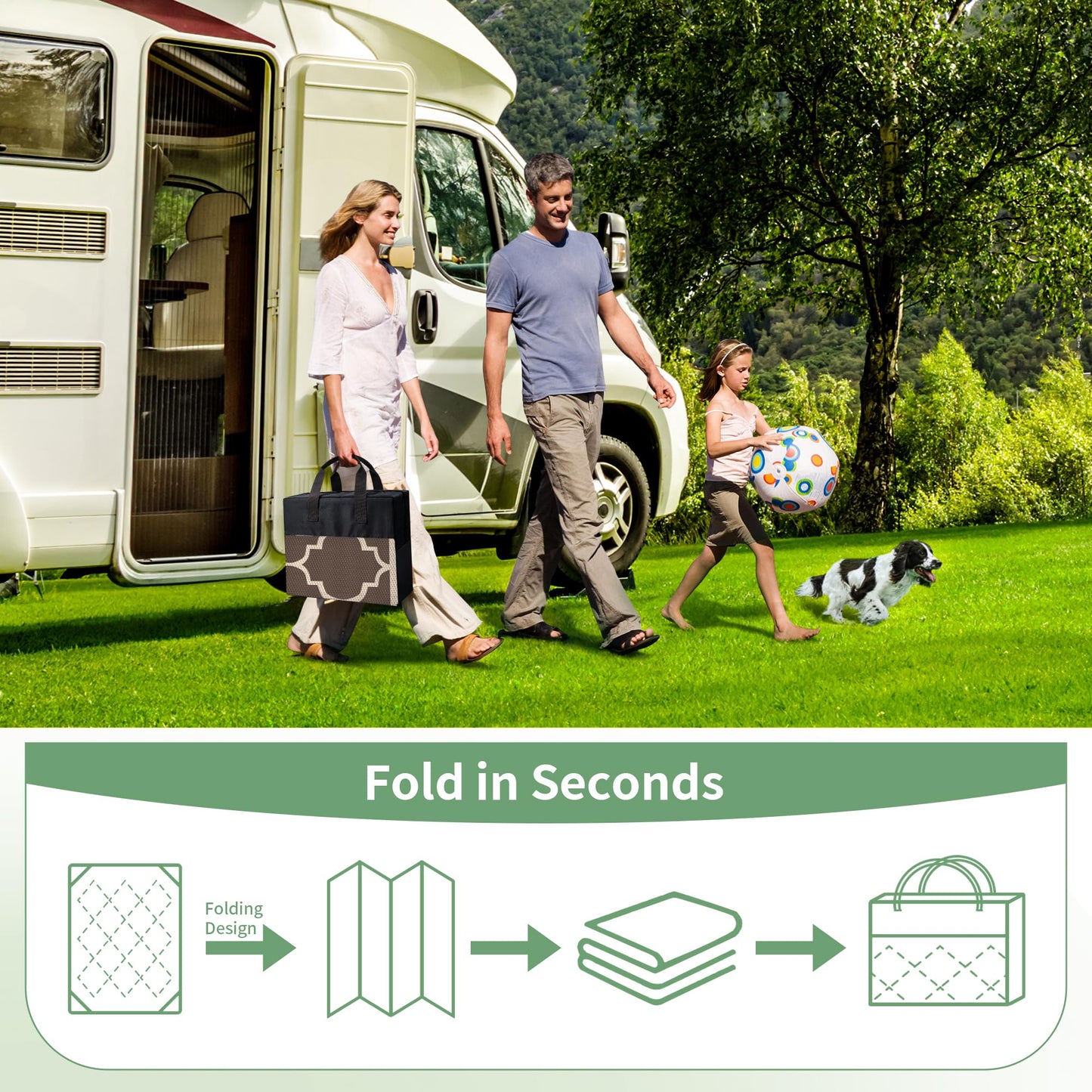 GENIMO 4 ' x 6 ' Outdoor Rug for Patio Clearance, Waterproof Indoor Outdoor Plastic Straw Rugs Carpet, Reversible Outside Area Rv Mat for Camping, Balcony Porch, Deck, Picnic, Beach (Coffee & Beige)