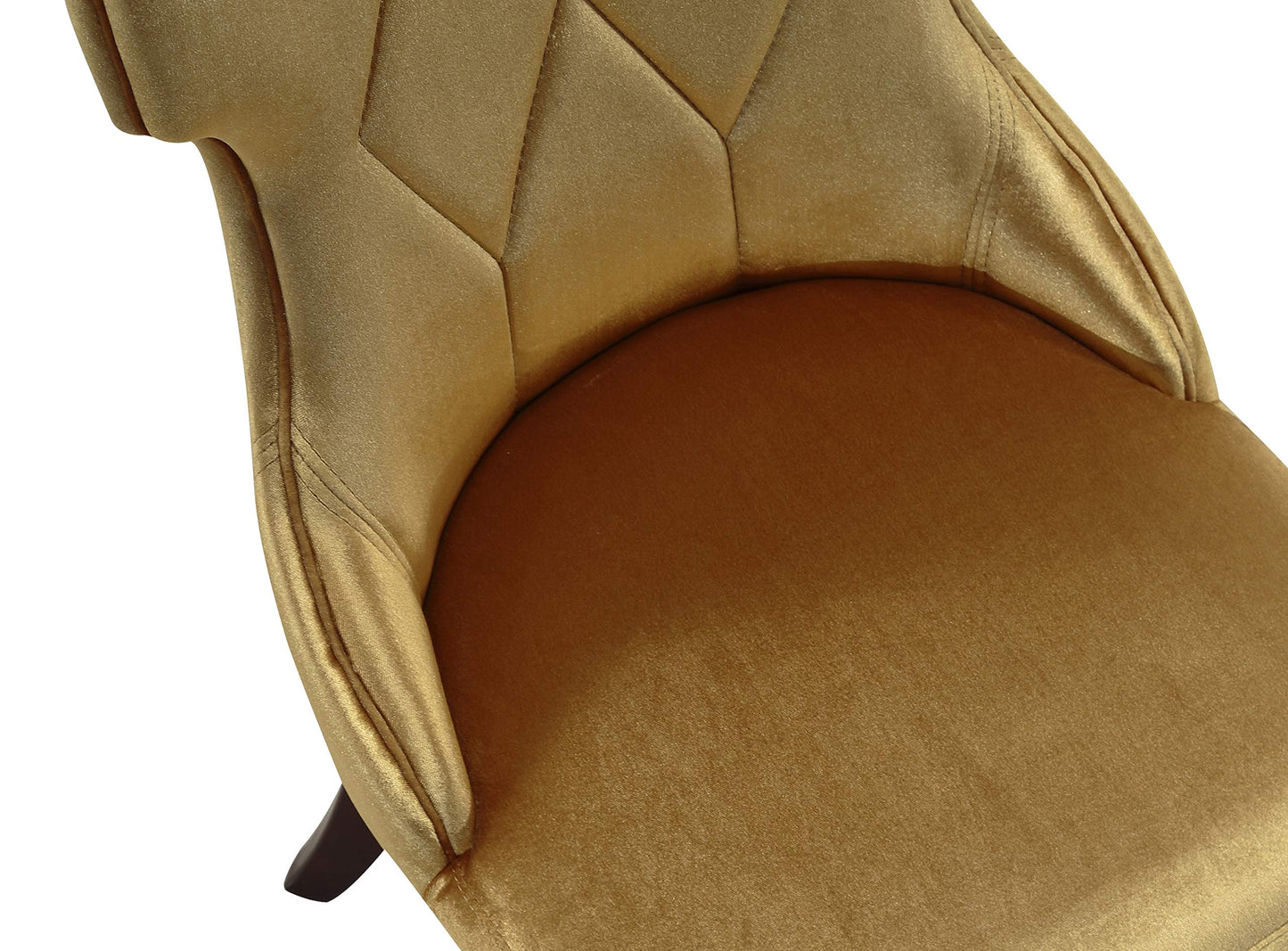 Manhattan Comfort Reine MDining Chairs Set of 2, Upholstered Seats with Diamond Stitching, Solid Beech Wood Frame, 4-Leg Base, 18.5" Seat Height, Fully Assembled, Antique Gold