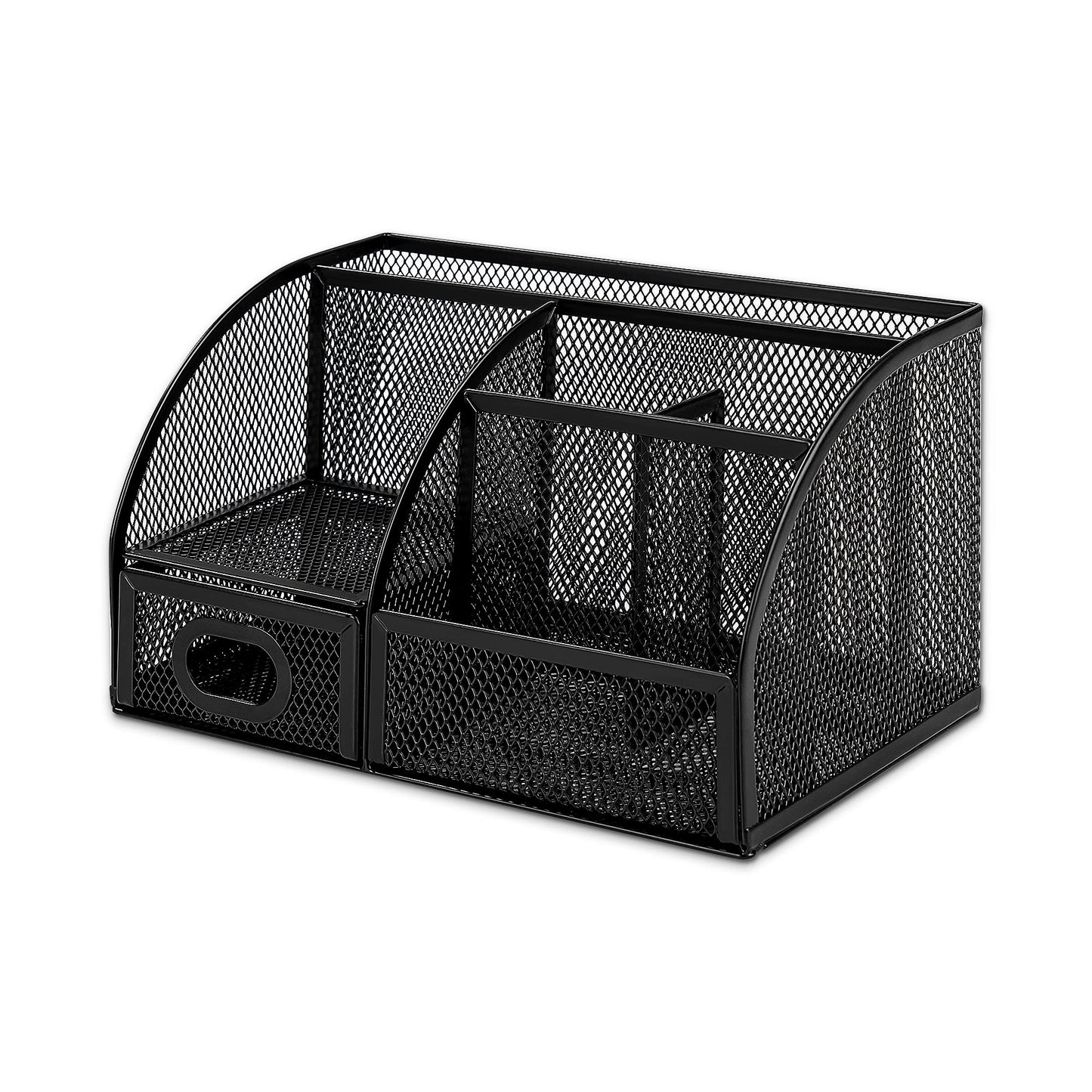 Amazon Basics Mesh Pen Holder and Desktop Desk Organizer, Office Caddy Storage for Writing Utensils, 9.1 x 5.9 x 5.5 inches, Black