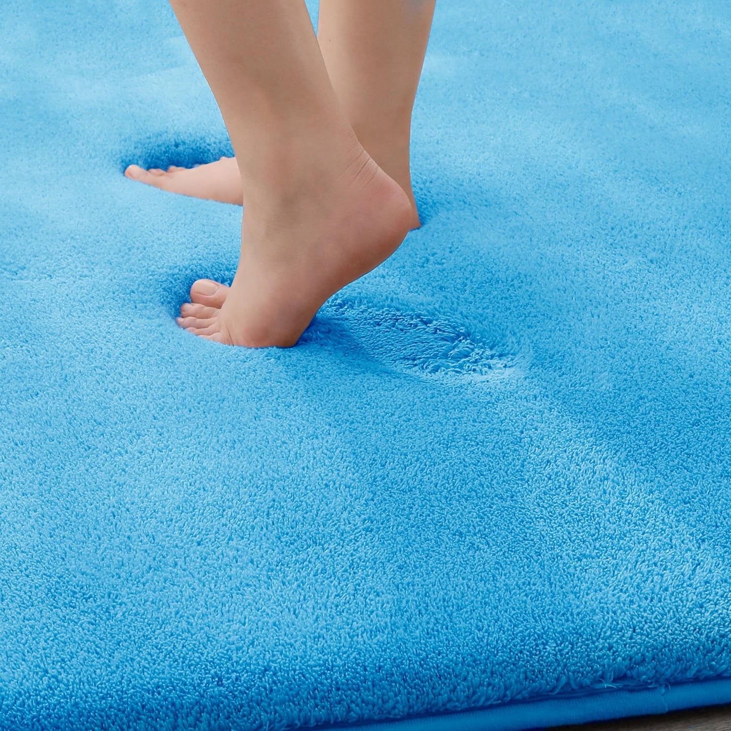 MINIDEAR Toilet Rugs 24x20 - U Shaped Lake Blue Thick Memory Foam Contour Rugs,Ultra Soft & Plush Fluffy, Non-Slip, Quick Dry, Absorbent Washable Floor Microfiber Mat for Home Decor Accessories