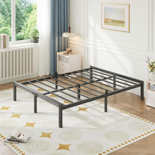 ZIYOO 14 Inch Metal Full Bed Frame Mattress Anti-Slip Design, No Box Spring Needed, Easy Assembly Noise-Free Tools Included, Ideal for Bedrooms, Guest Rooms, Dorms, Hotels & B&Bs