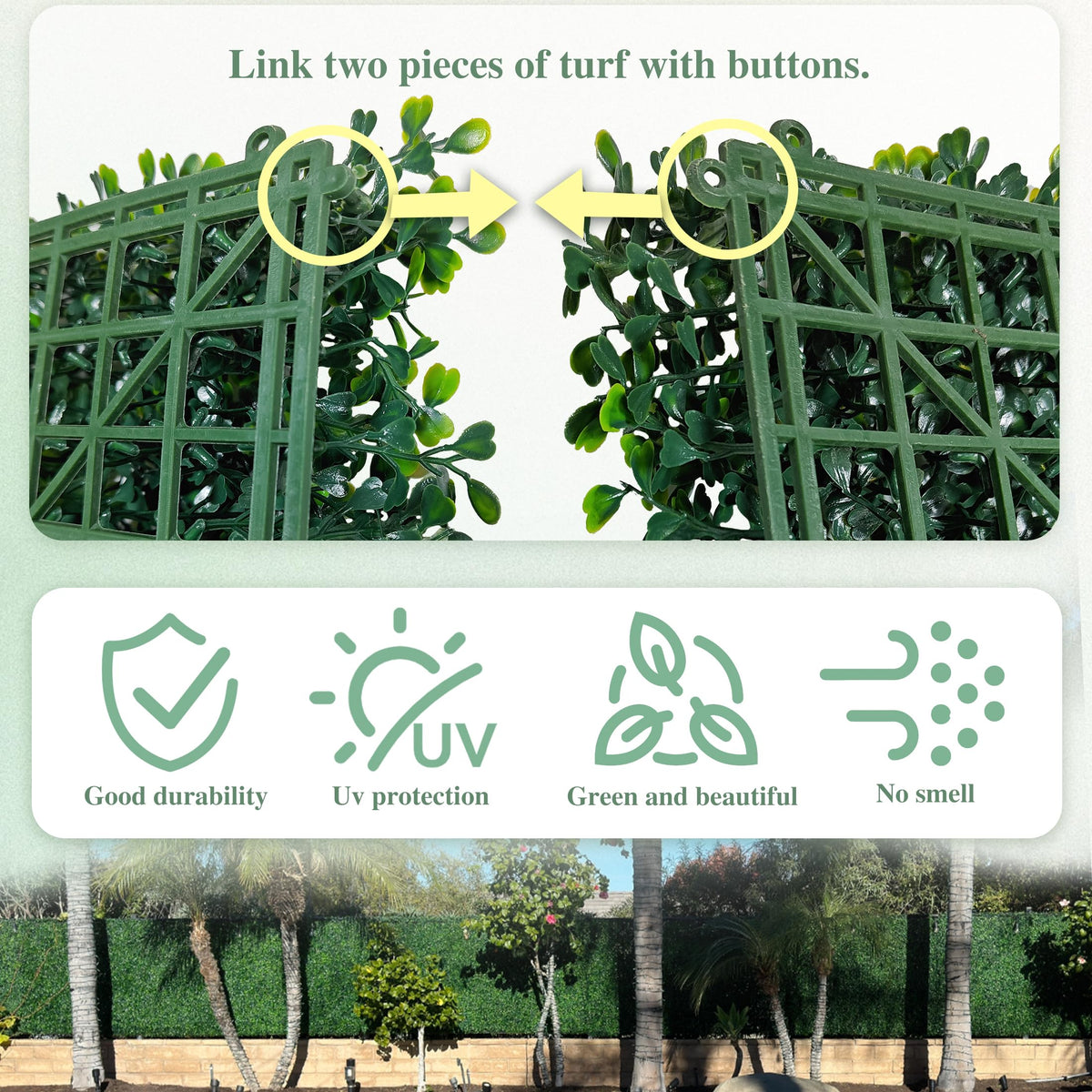 ODTORY Artificial Greenery Grass Wall Panel, 10x10 Inch 6-Pack (4.2 sqft), UV-Anti Fake Ivy Fence Privacy Screen Green Boxwood Covering for Indoor and Outdoor Home Wall Decor