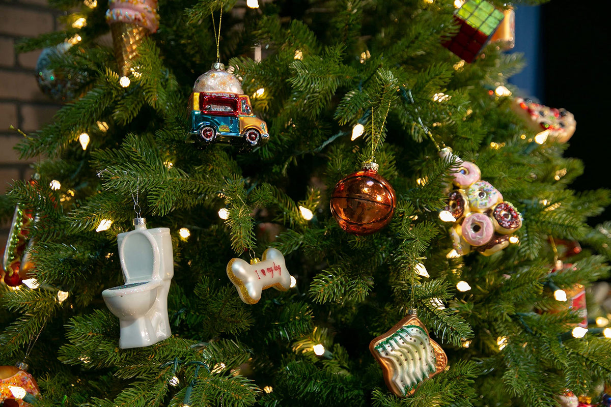 Party Rock | Christmas Tree with Flowers Glass Ornament | X-Mas Collection