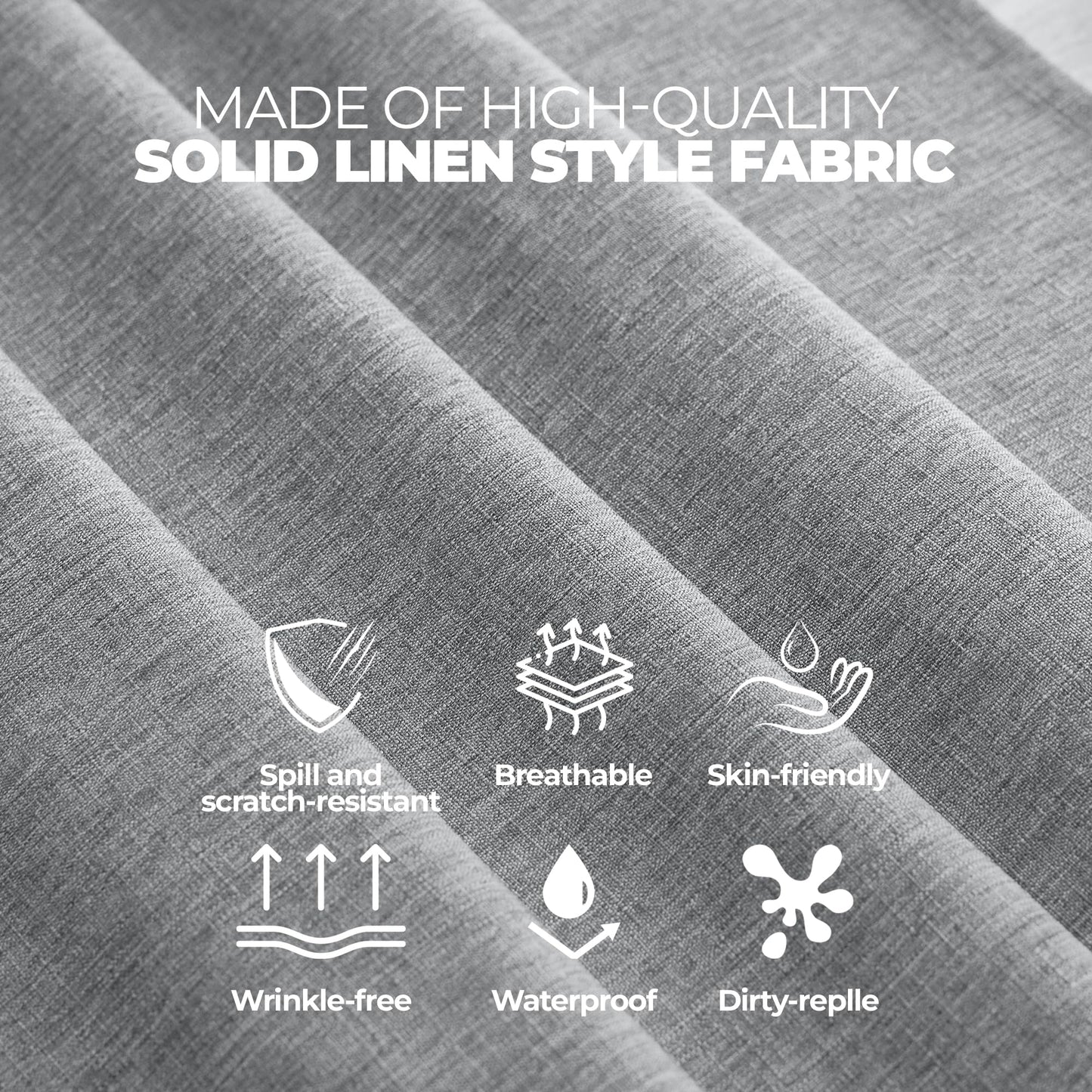 Decorelia Linen Texture Round Tablecloths 60 Inch, Decorative Waterproof Farmhouse Table Cloth Anti-Scratch Soft Cover for Holiday, Banquet,Dining& Kitchen Table (60 Inch,Round (2-4 Seats), Cool Grey)