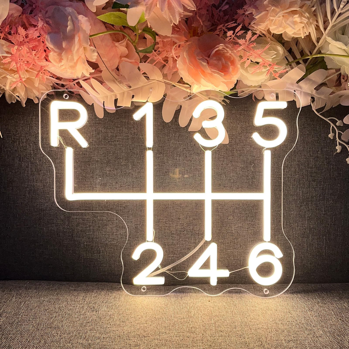 Car Gear Shift Neon Sign for Wall Decor Personalized Custom Shop Neon Light Signs Garage Logo Decor Led Name Business Gift Auto Room Garage Repair Shop Warm White 34×27.2 CM