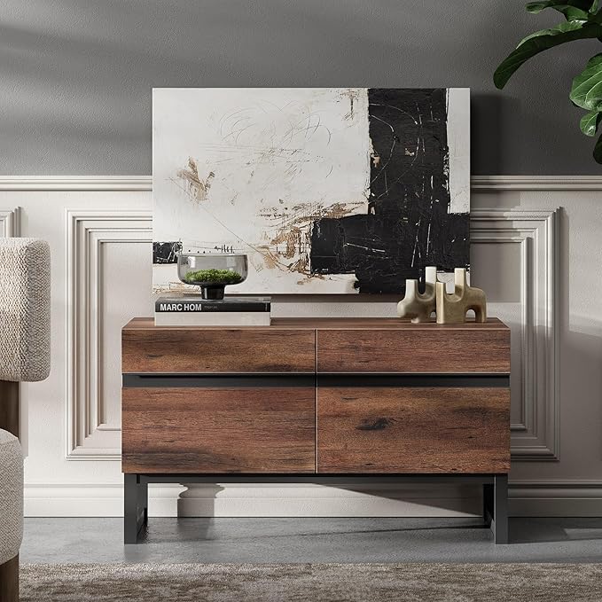WAMPAT Modern TV Stand for 26-40 Inch TVs, Wood Entertainment Center