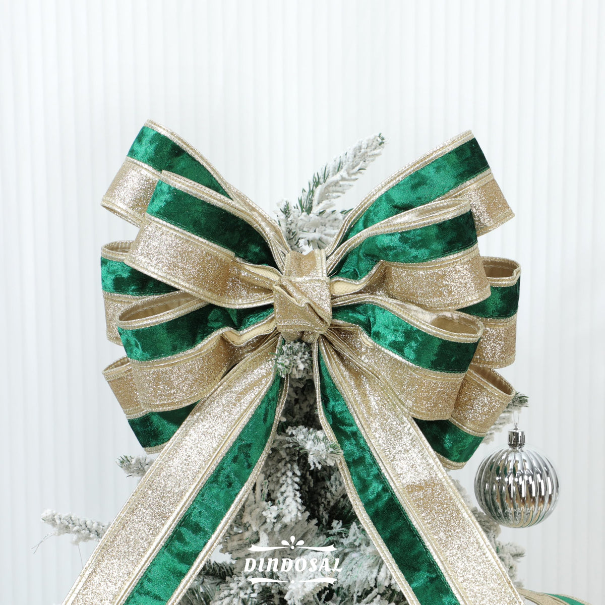 DINDOSAL Green Velvet Wired Ribbon, 2.5 Inch x 10 Yards