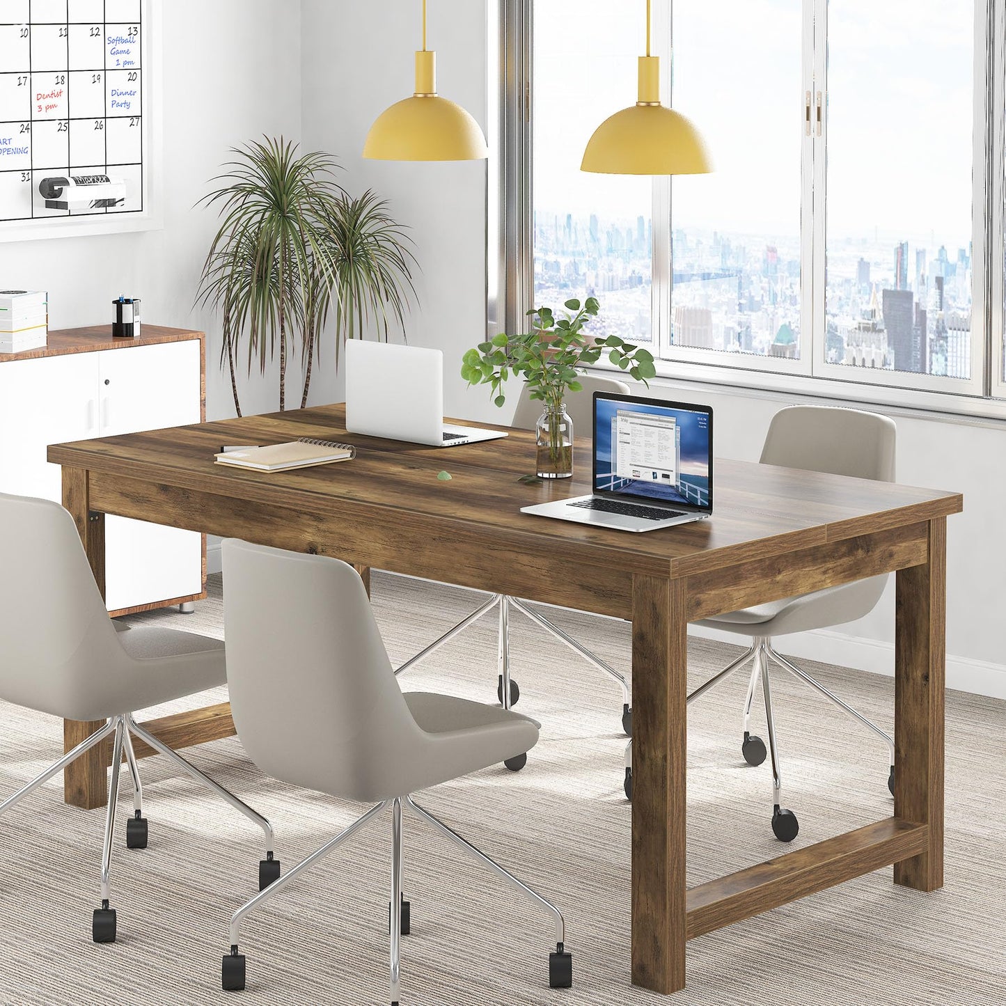 Tribesigns Modern Computer Desk, 63 x 31.5 inch Large Office Desk Computer Table Study Writing Table Workstation for Home Office, Brown Wood