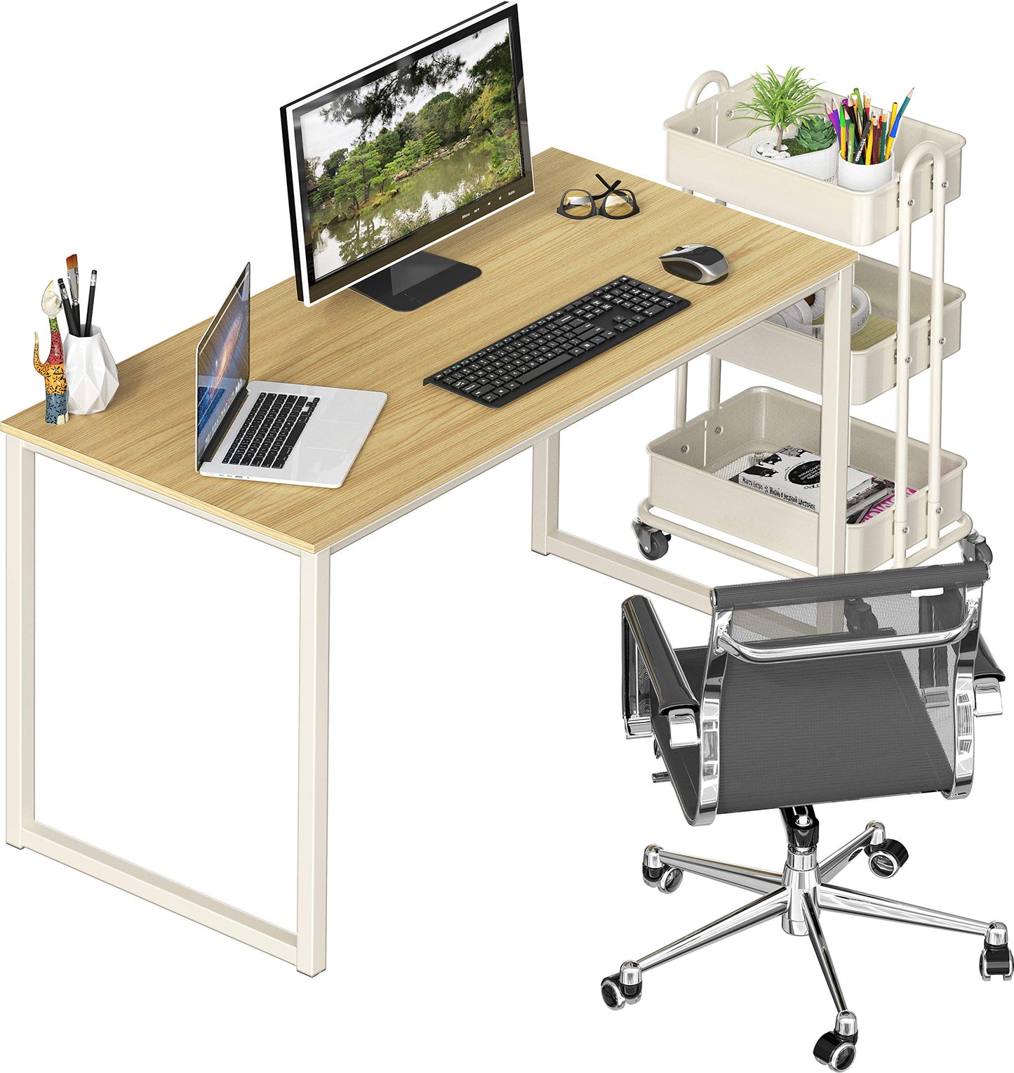 SHW Mission 40-Inch Home Office Computer Desk, Oak