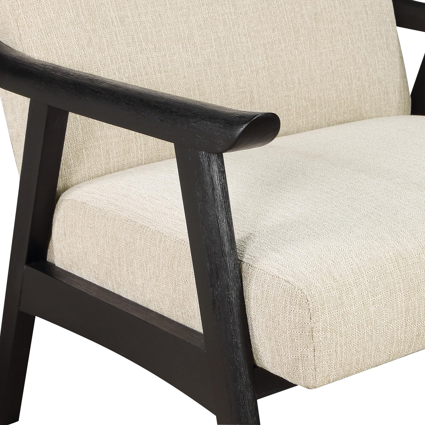 OSP Home Furnishings Weldon Mid-Century Modern Armchair, Linen Fabric with Black Finished Frame