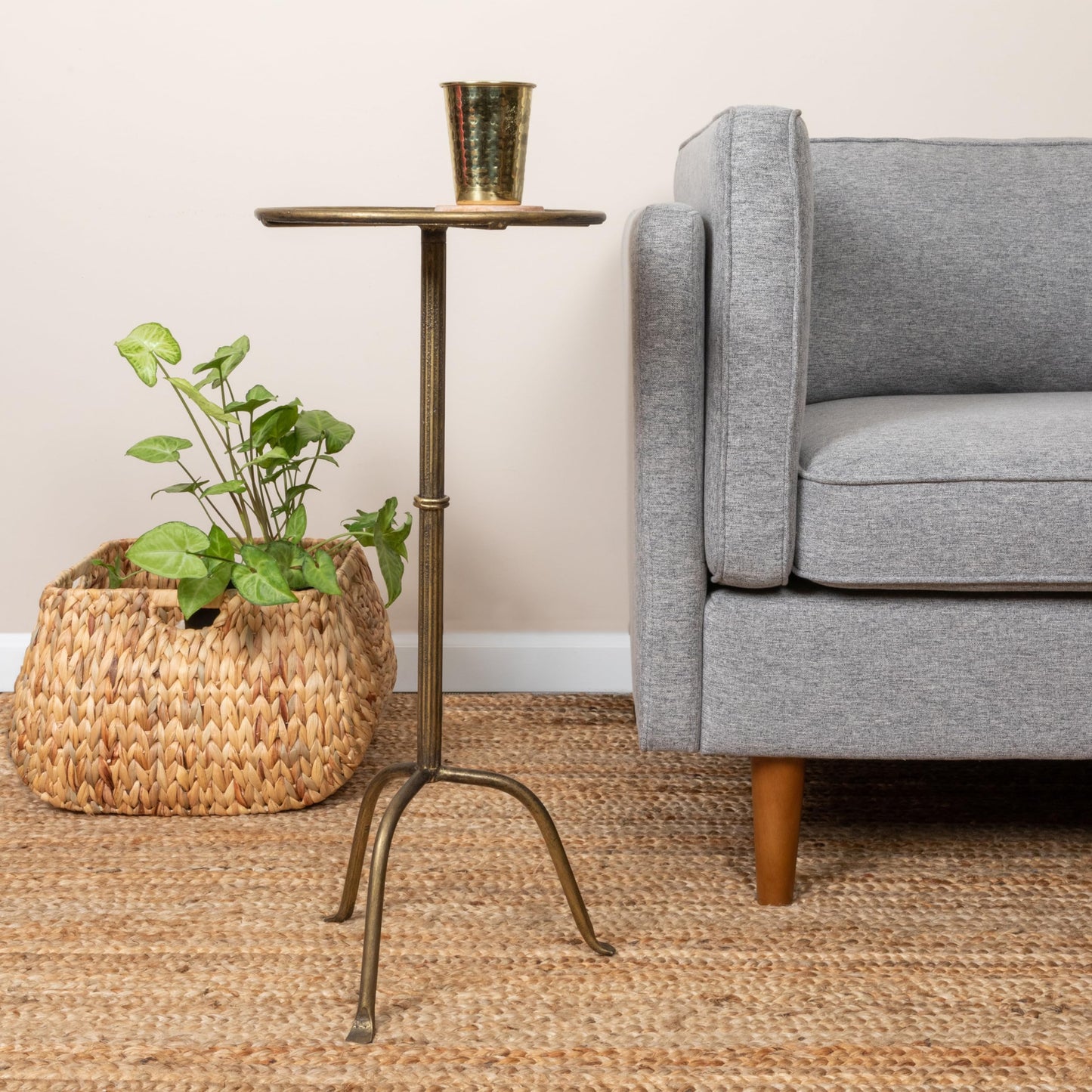Metal Martini Cocktail Table, Antique Brass