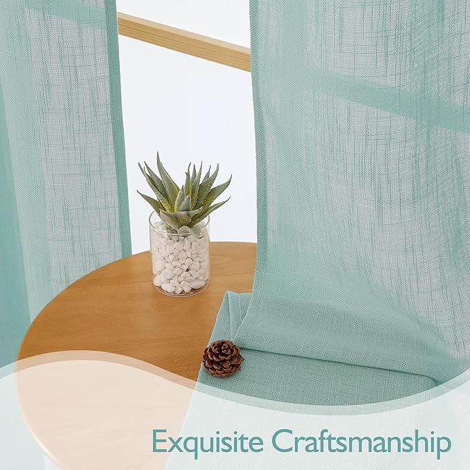 Chyhomenyc Aqua Green Semi Sheer Curtains 54 Inch Length