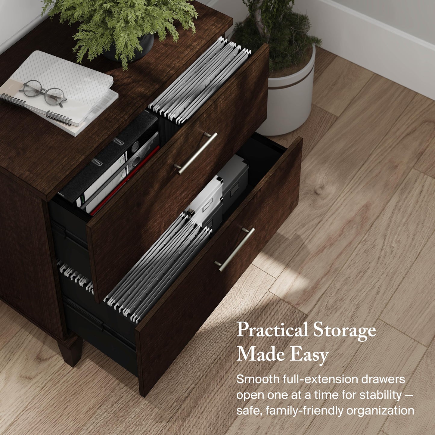 Bush Home 2 Drawer Lateral File Cabinet, Letter and Legal-Size Document Storage for Home or Professional Office, Somerset Collection, Mocha Cherry