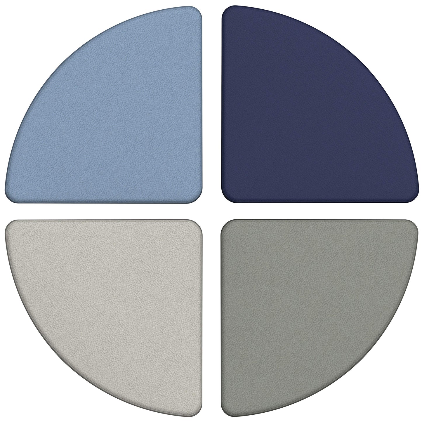 FDP SoftScape Pie Ottoman, Collaborative Flexible Seating for Kids, Teens Soft, Sturdy Foam Furniture for In-Home Learning, Classrooms, Offices, Libraries, Junior 12" H (4-Piece) - Navy/Powder Blue