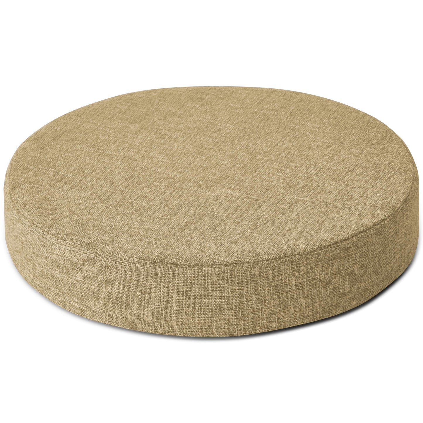AddGrace 2.5" Thick Non Slip Round Chair Pad 1 Pack, 16" Round Chair Cushion with Machine-Washable Cover and Long Zipper, Seat Cushions for Kitchen, Office, Floor and 16" Ottoman, Beige