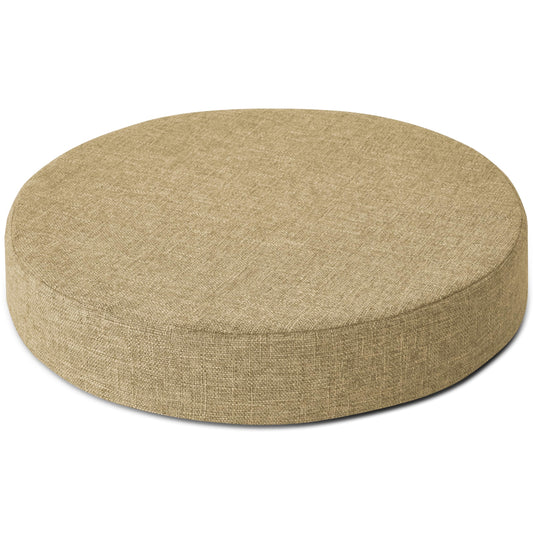 AddGrace 2.5" Thick Non Slip Round Chair Pad 1 Pack, 16" Round Chair Cushion with Machine-Washable Cover and Long Zipper, Seat Cushions for Kitchen, Office, Floor and 16" Ottoman, Beige