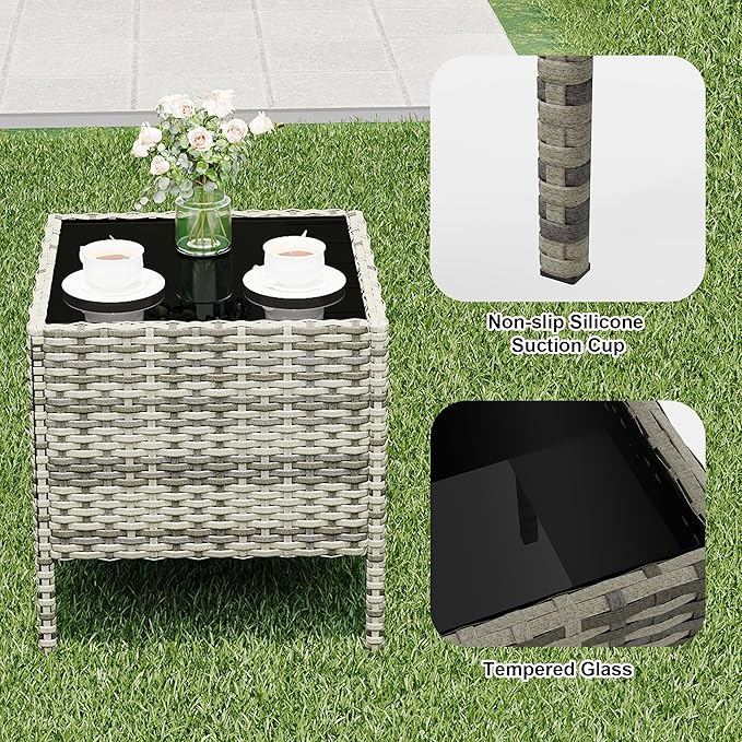 GarveeLife 3-Piece Patio Furniture Set, Rattan Outdoor Furniture