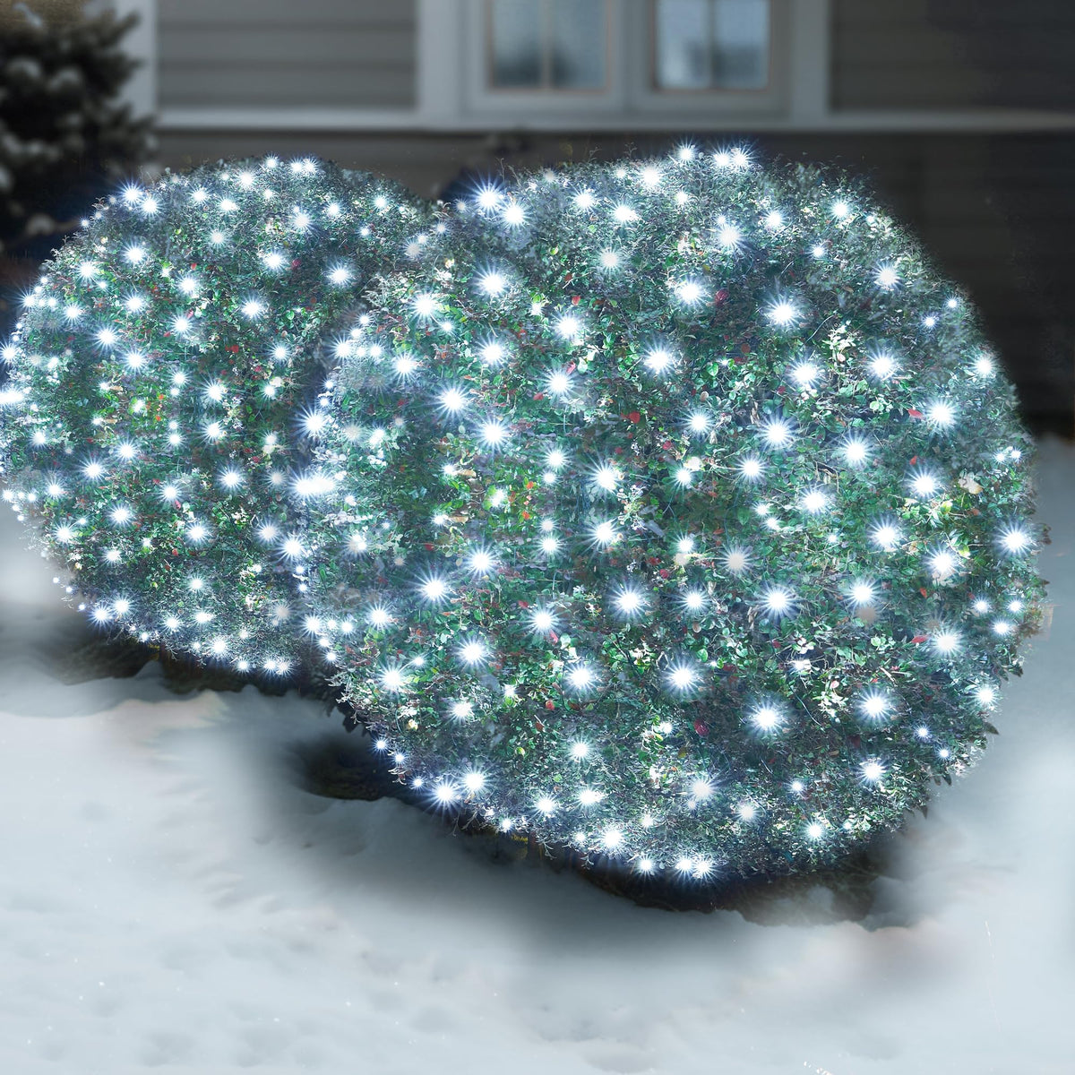 Sylampow Led White Christmas Net Lights Outdoor Christmas Bushes Lights 120Led 6ftx5ft, Connectable Outdoor Indoor Mesh Net Lighting for Xmas Holiday, Garden, Lawn, Shrubs, Trees, Bushes Decorations
