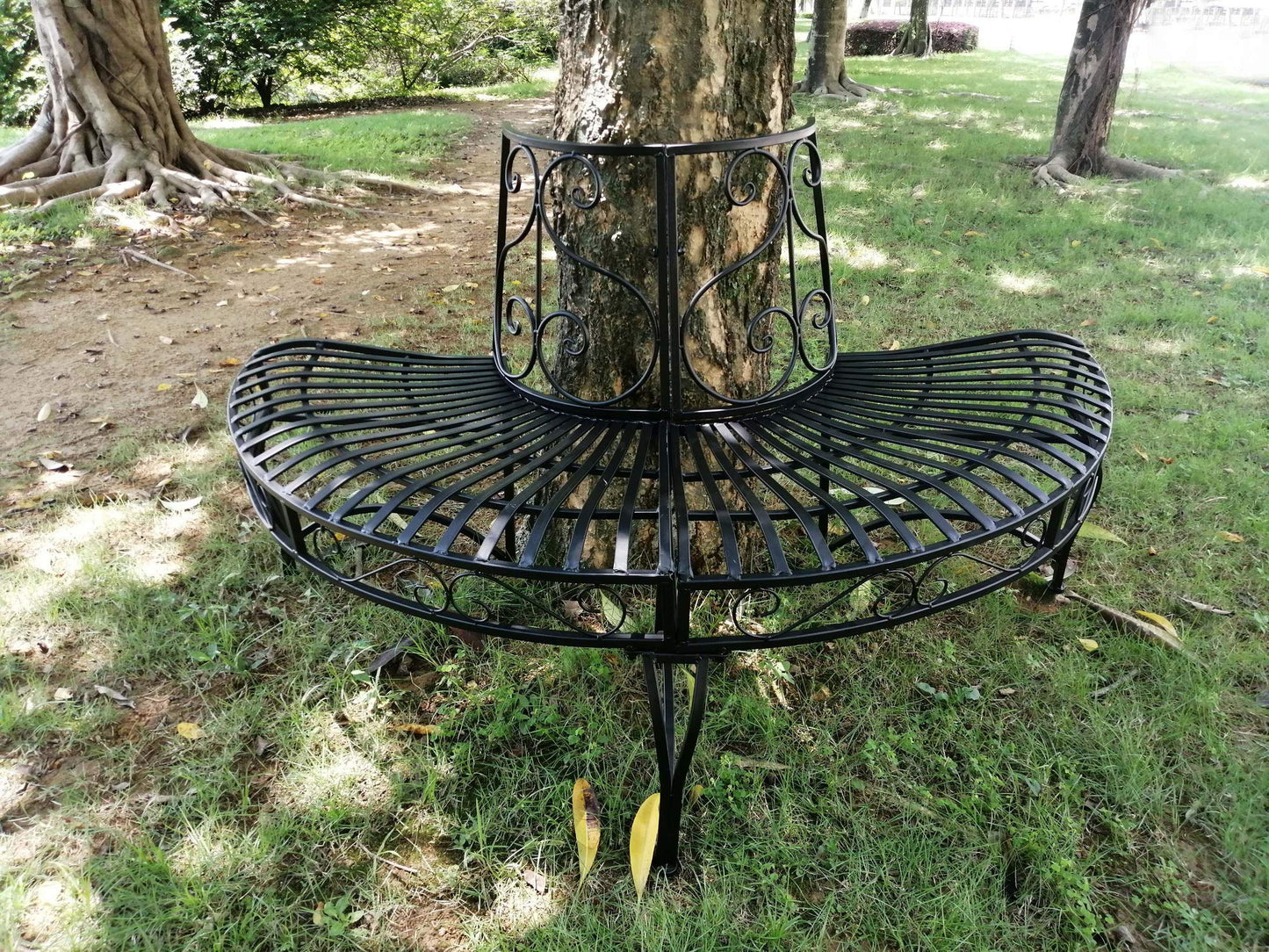 HI-LINE Black SEMI-Circle Tree-WRAP Bench