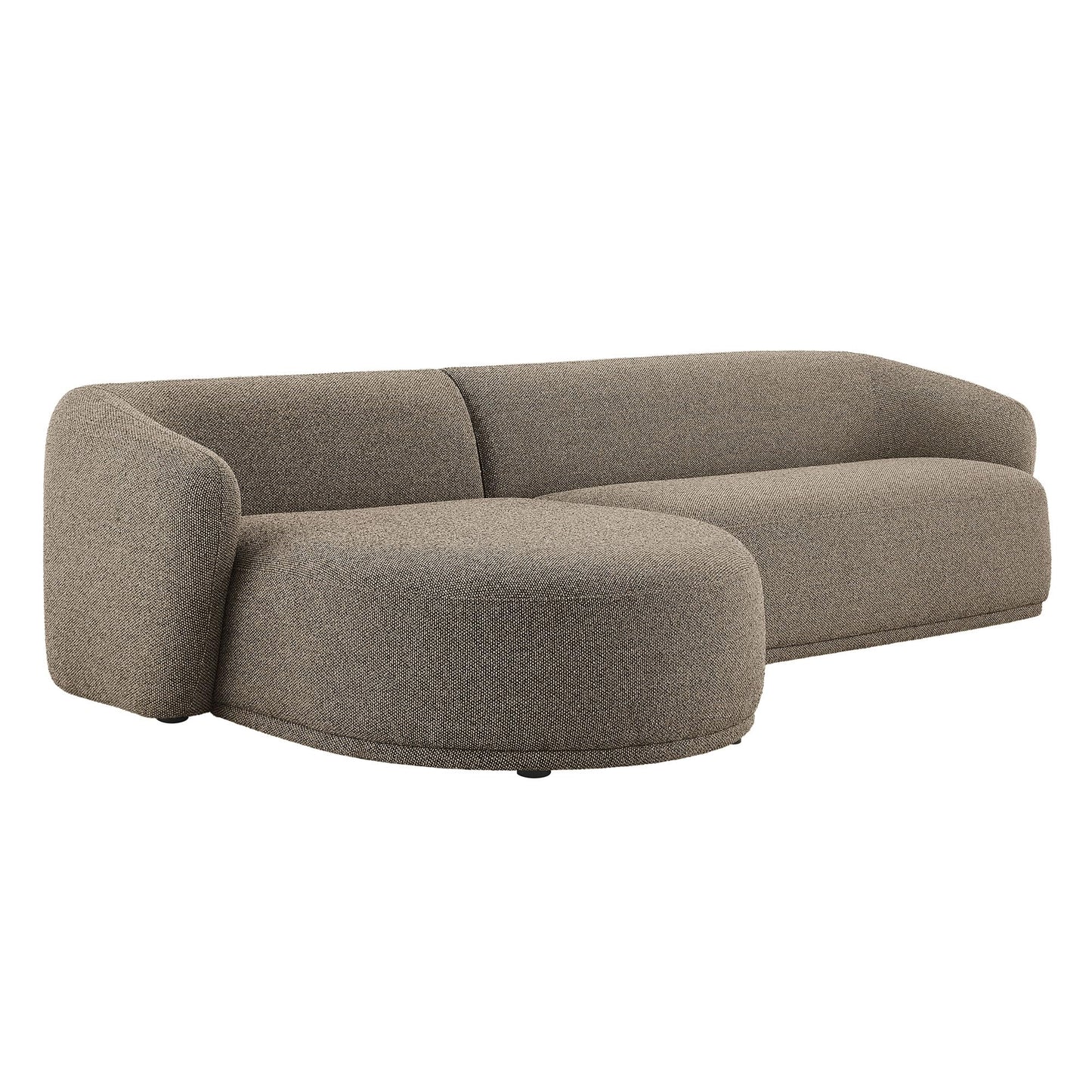 Modway Monica Left Facing Sectional with Chaise in Earth – Comfortable Low Profile 2-Piece Boucle Fabric Modular Sofa for Living Room, Bedroom, Or Apartment