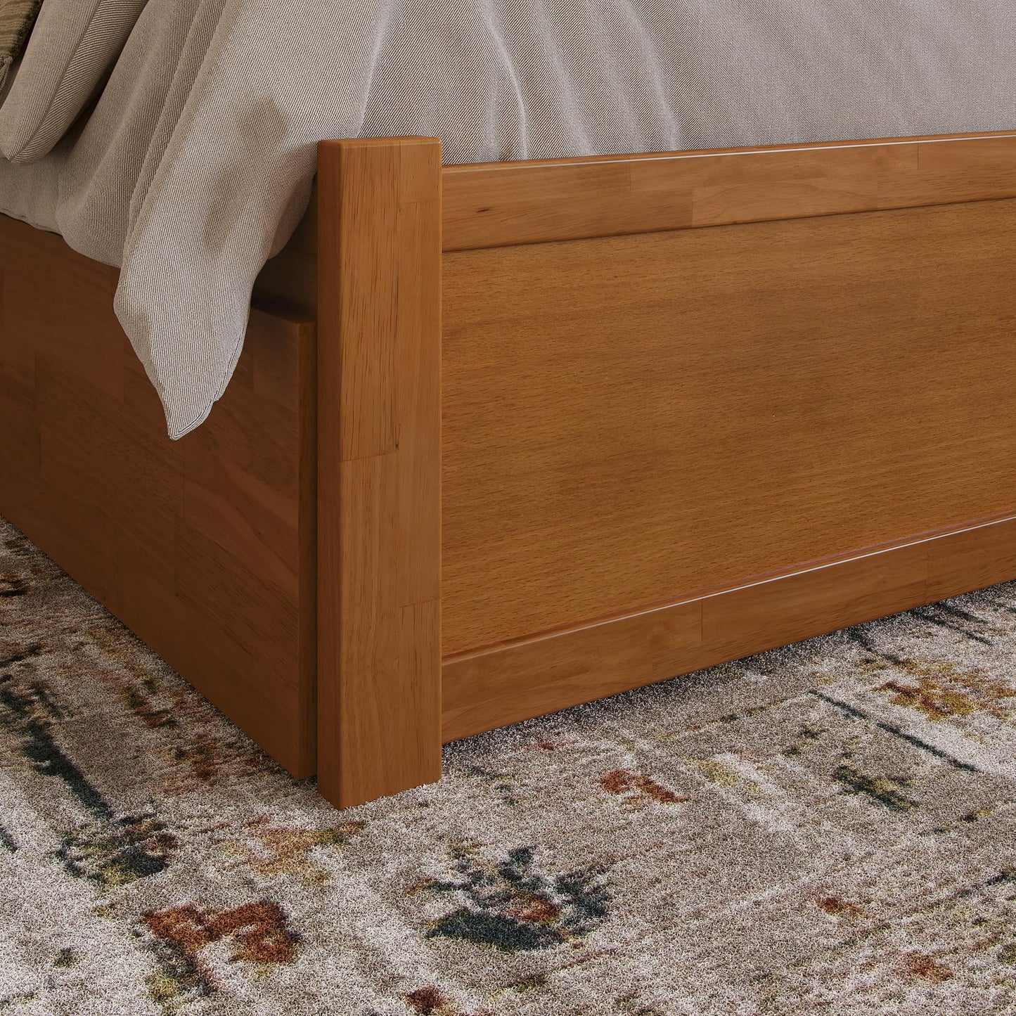 AFI, Madison King Platform Bed with Footboard & Twin XL Trundle, Light Toffee