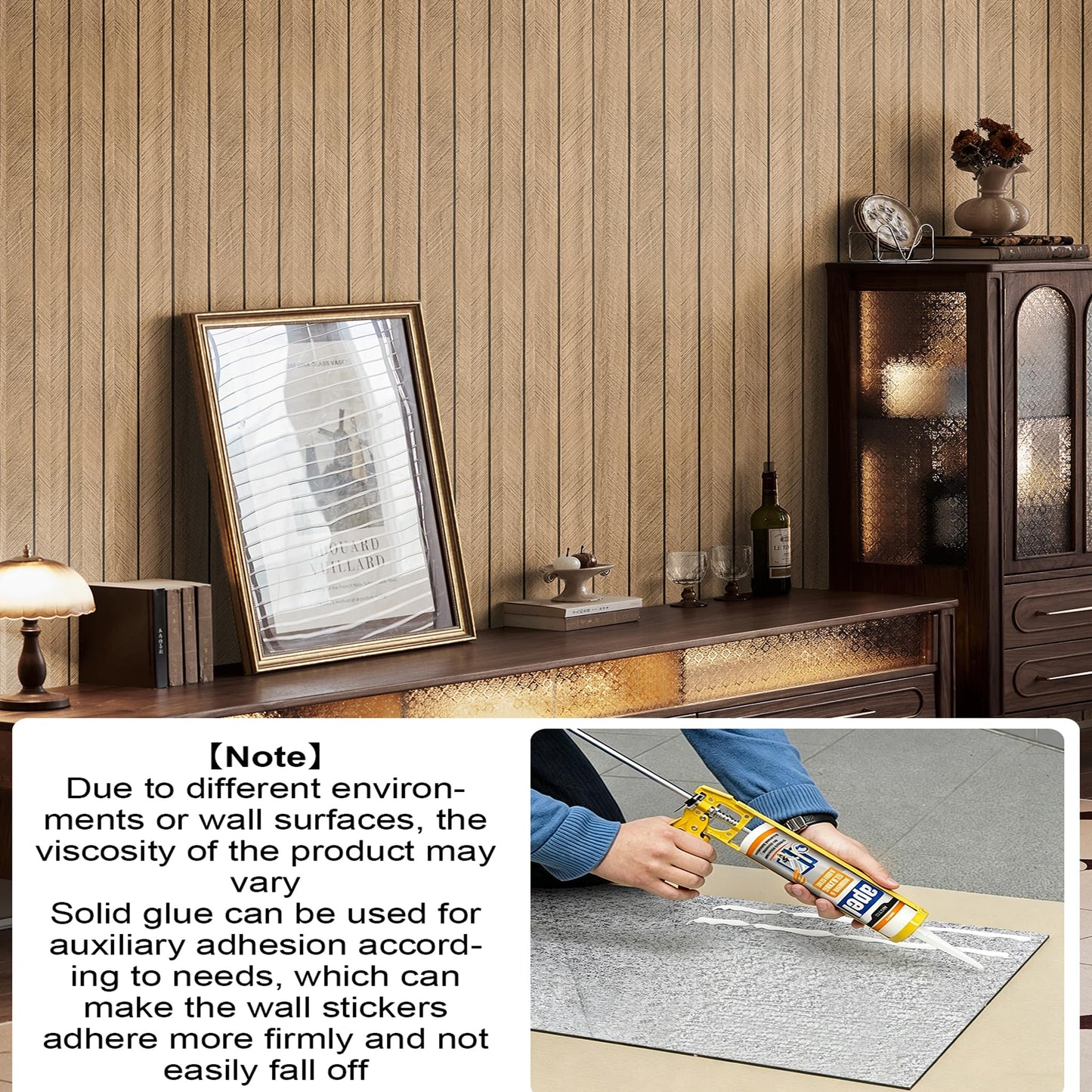 Chejiaye Wood Slat Peel and Stick 3D Wall Panel -23.6"x118"Soundproof Self-Adhesive Wall Sticker, Removable Thick PVC Slat Contact Paper for Kitchen, Bedroom,Ceiling Wall Decoration(Brown,19Sq.ft)