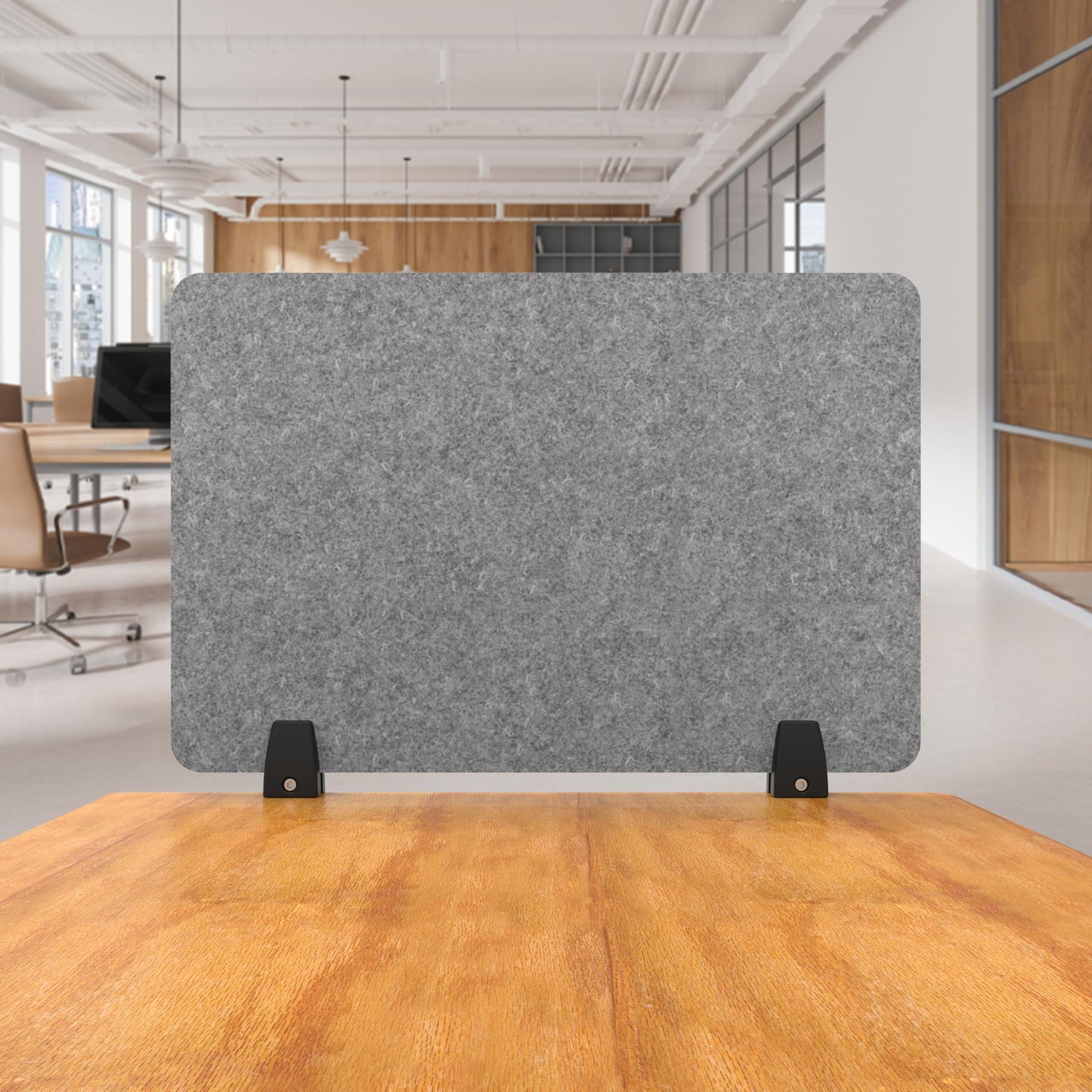 ReFocus Raw Clamp-On Acoustic Desk Divider, Noise-Reducing PET Privacy Panel for Offices, Sound-Dampening Desk Screen for Focused Work, Easy Installation Workspace Divider (24" × 16", Castle Gray)