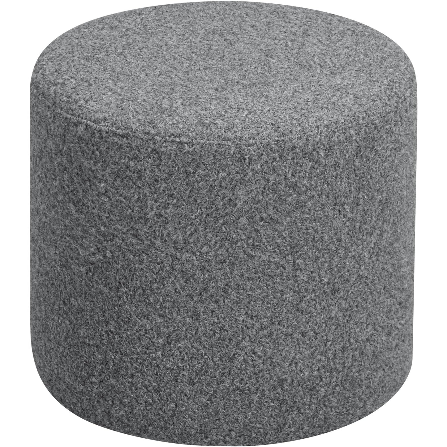 Studio Living Wentworth 19" Round Ottoman, Urban Transitional, Fully Assembled, Faux Sherpa Fabric, Gray