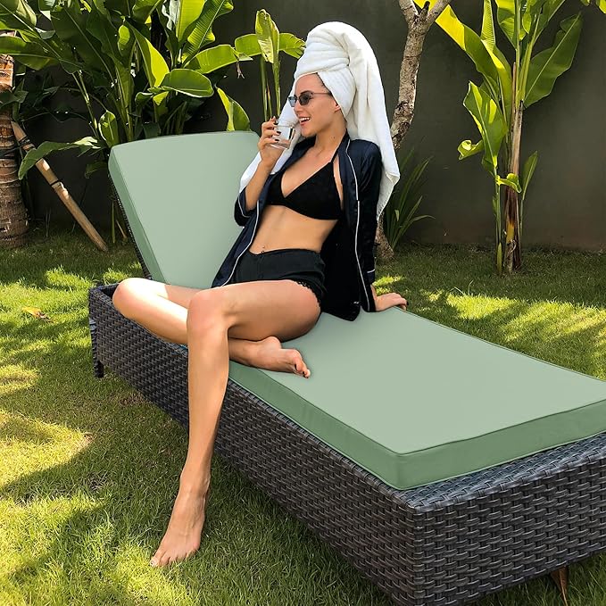 Chaise Lounge Cushion for Outdoor Furniture, Waterproof Fade and Tear Resistant
