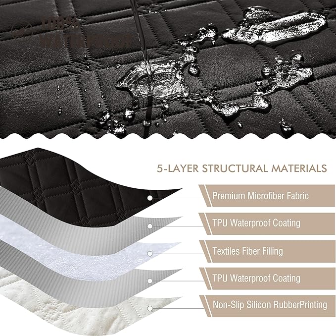 Genina Waterproof Couch Cover, Washable Anti-Slip 86.6 inch Sofa Covers
