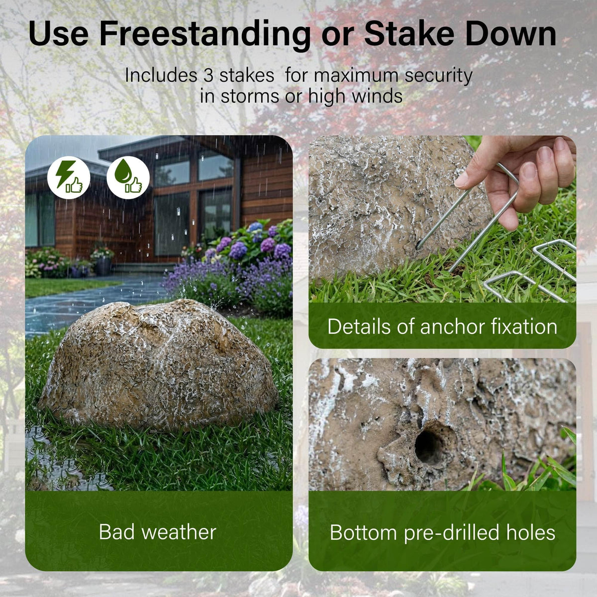 NUPICK Small Fake Rock Cover, Gray Artificial Landscape Rocks for Sprinkler Valves, 13"x10"x5" Lightweight & Durable Outdoor Decorative Stones for Garden, Pipeline, Patio, Poolside & Porch
